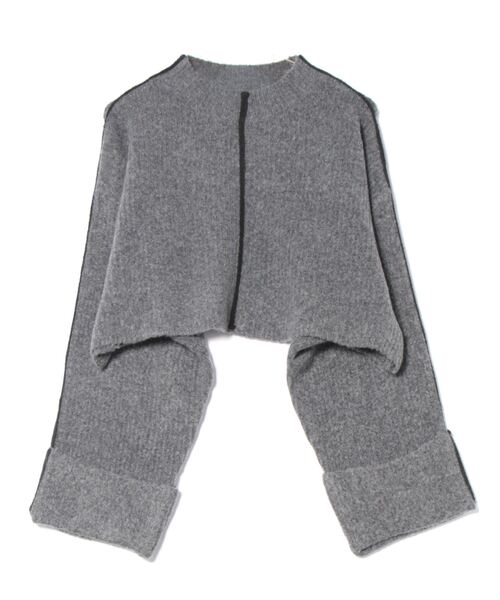 【セール】配色ラインクロップドオーバーサイズニット（ニット/セーター）｜each（イーチ）