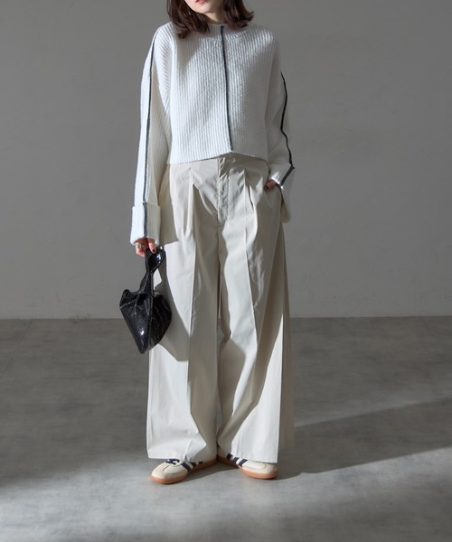 【セール】配色ラインクロップドオーバーサイズニット（ニット/セーター）｜each（イーチ）