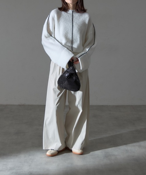 【セール】配色ラインクロップドオーバーサイズニット（ニット/セーター）｜each（イーチ）