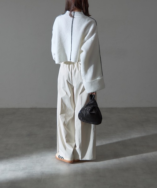 【セール】配色ラインクロップドオーバーサイズニット（ニット/セーター）｜each（イーチ）