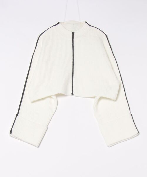 【セール】配色ラインクロップドオーバーサイズニット（ニット/セーター）｜each（イーチ）