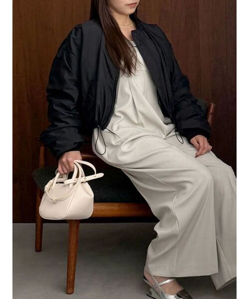 OUNNOUN（オウンノウン）の「【OUNNOUN】チュールレイヤードMA-1（MA-1・レディース・ブラック/アイボリー・MEDIUM/SMALL）」の2枚目の写真