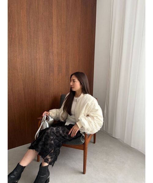 OUNNOUN（オウンノウン）の「【OUNNOUN】チュールレイヤードMA-1（MA-1・レディース・ブラック/アイボリー・MEDIUM/SMALL）」の20枚目の写真