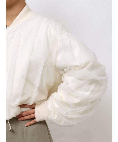 OUNNOUN（オウンノウン）の「【OUNNOUN】チュールレイヤードMA-1（MA-1・レディース・ブラック/アイボリー・MEDIUM/SMALL）」の15枚目の写真