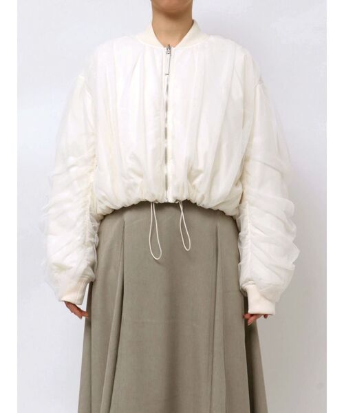 OUNNOUN（オウンノウン）の「【OUNNOUN】チュールレイヤードMA-1（MA-1・レディース・ブラック/アイボリー・MEDIUM/SMALL）」の11枚目の写真