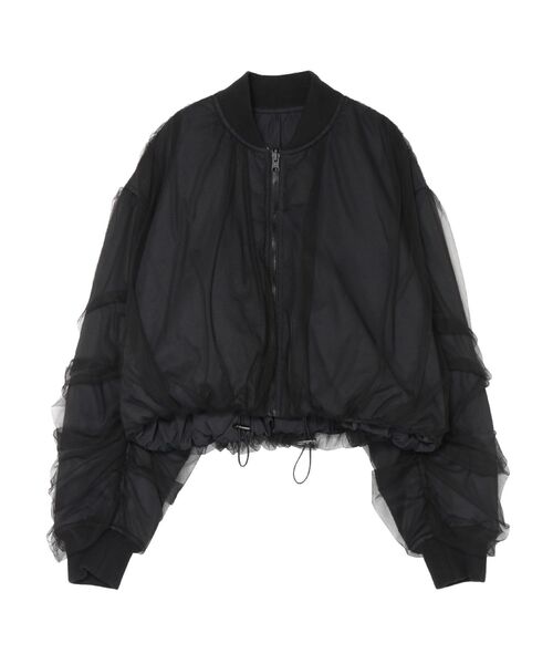 OUNNOUN（オウンノウン）の「【OUNNOUN】チュールレイヤードMA-1（MA-1・レディース・ブラック/アイボリー・MEDIUM/SMALL）」の4枚目の写真