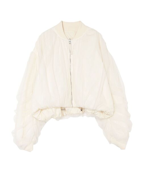 OUNNOUN（オウンノウン）の「【OUNNOUN】チュールレイヤードMA-1（MA-1・レディース・ブラック/アイボリー・MEDIUM/SMALL）」の3枚目の写真