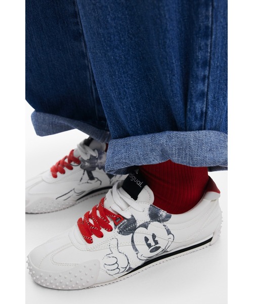 Desigual(デシグアル)の「ミッキーマウスヴィンテージ風ローカット白スニーカー(スニーカー・レディース・ホワイト・40/39/38/37/36/41)」の5枚目の写真