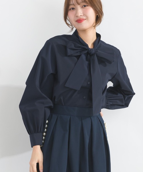 PICCIN（ピッチン）の「ブロードリボンタイブラウス（シャツ/ブラウス・レディース・オフホワイト/サックスブルー/ネイビー・M）」の2枚目の写真