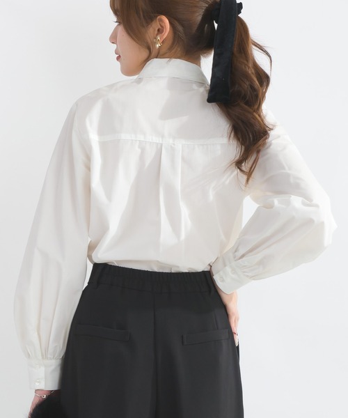 PICCIN（ピッチン）の「ブロードリボンタイブラウス（シャツ/ブラウス・レディース・オフホワイト/サックスブルー/ネイビー・M）」の6枚目の写真