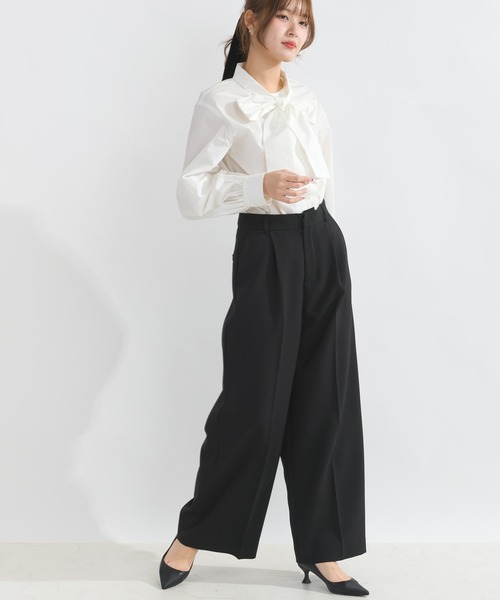 PICCIN（ピッチン）の「ブロードリボンタイブラウス（シャツ/ブラウス・レディース・オフホワイト/サックスブルー/ネイビー・M）」の9枚目の写真