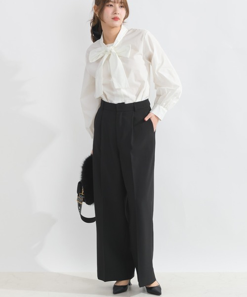 PICCIN（ピッチン）の「ブロードリボンタイブラウス（シャツ/ブラウス・レディース・オフホワイト/サックスブルー/ネイビー・M）」の8枚目の写真