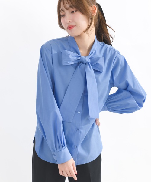 PICCIN（ピッチン）の「ブロードリボンタイブラウス（シャツ/ブラウス・レディース・オフホワイト/サックスブルー/ネイビー・M）」の22枚目の写真