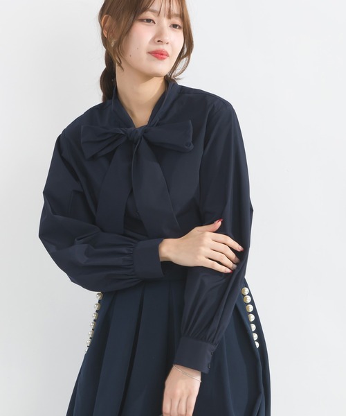 PICCIN（ピッチン）の「ブロードリボンタイブラウス（シャツ/ブラウス・レディース・オフホワイト/サックスブルー/ネイビー・M）」の13枚目の写真