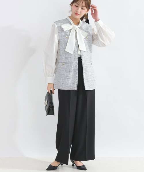 PICCIN（ピッチン）の「ブロードリボンタイブラウス（シャツ/ブラウス・レディース・オフホワイト/サックスブルー/ネイビー・M）」の11枚目の写真