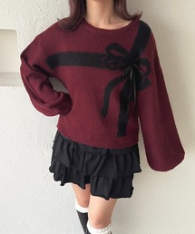 大きめリボン付き❤️オーバーニット✨背中魅せデザイン ゆるっと感がたまらない♡トレンドオーバーサイズニット ゆるっ