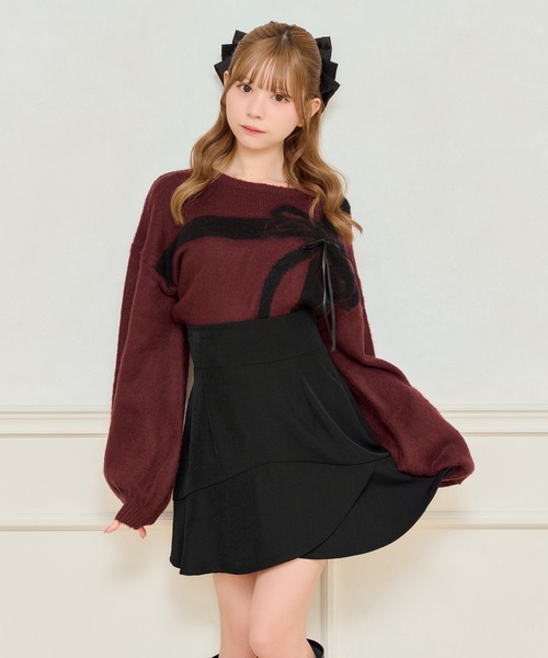 apres jour(アプレジュール)の「ラッピングリボンニット【ZOZOTOWN限定アイテム】(ニット/セーター・レディース・オフホワイト/グレー/ブラウン系その他/ボルドー・X-LARGE/フリー)」の4枚目の写真