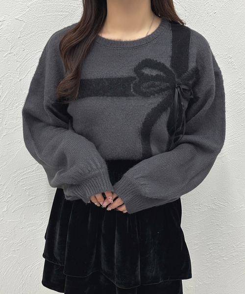 apres jour(アプレジュール)の「ラッピングリボンニット【ZOZOTOWN限定アイテム】(ニット/セーター・レディース・オフホワイト/グレー/ブラウン系その他/ボルドー・X-LARGE/フリー)」の11枚目の写真