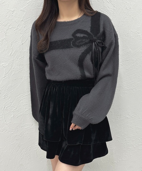apres jour(アプレジュール)の「ラッピングリボンニット【ZOZOTOWN限定アイテム】(ニット/セーター・レディース・オフホワイト/グレー/ブラウン系その他/ボルドー・X-LARGE/フリー)」の13枚目の写真