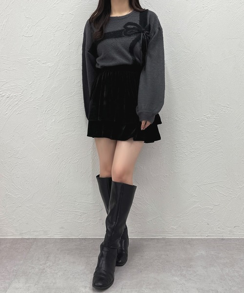 apres jour(アプレジュール)の「ラッピングリボンニット【ZOZOTOWN限定アイテム】(ニット/セーター・レディース・オフホワイト/グレー/ブラウン系その他/ボルドー・X-LARGE/フリー)」の15枚目の写真