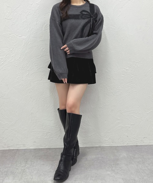 apres jour(アプレジュール)の「ラッピングリボンニット【ZOZOTOWN限定アイテム】(ニット/セーター・レディース・オフホワイト/グレー/ブラウン系その他/ボルドー・X-LARGE/フリー)」の14枚目の写真