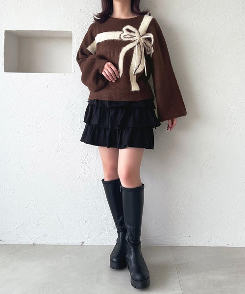 apres jour(アプレジュール)の「ラッピングリボンニット【ZOZOTOWN限定アイテム】(ニット/セーター・レディース・オフホワイト/グレー/ブラウン系その他/ボルドー・X-LARGE/フリー)」の20枚目の写真