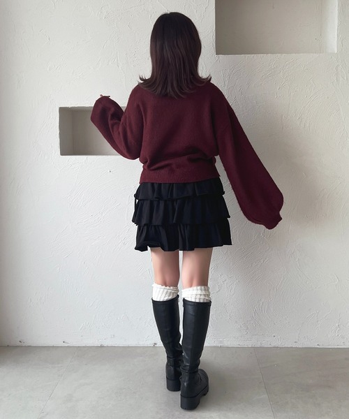 限定値下げ♡アプワイザーリッシェ♡サイト完売♡今期リボンフリルヘムショートニット アプワイザーリッシェ☆リボンフリルヘムショートニット 【公式通販】
