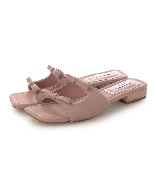 【クッション入り・柔らかい】スクエアリボンフラットサンダルIY5634