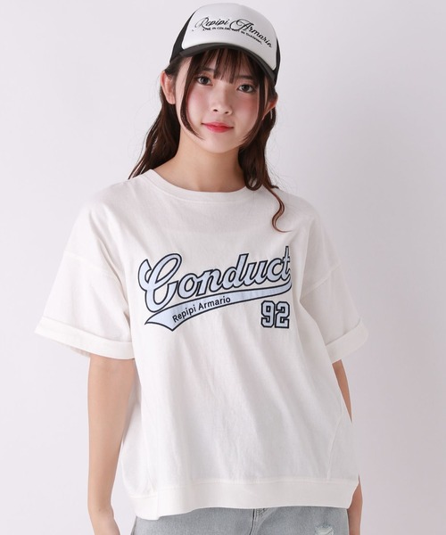 サテンワッペンTシャツ（Tシャツ/カットソー）｜repipi armario