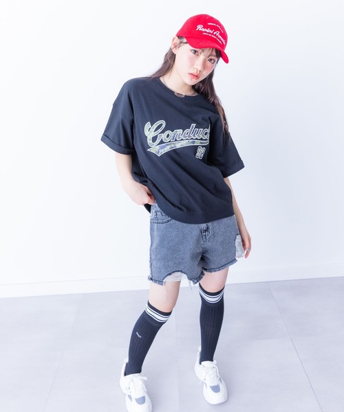 repipi armario（レピピ アルマリオ）の「サテンワッペンTシャツ（Tシャツ/カットソー・キッズ・ブルー/グレー/ブラック/イエロー/レッド/ピンク/ホワイト・MEDIUM/LARGE/SMALL）」の11枚目の写真