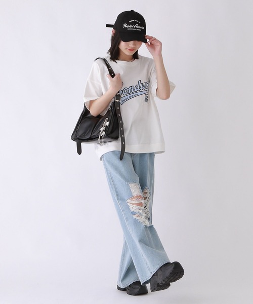 repipi armario（レピピ アルマリオ）の「サテンワッペンTシャツ（Tシャツ/カットソー・キッズ・ブルー/グレー/ブラック/イエロー/レッド/ピンク/ホワイト・MEDIUM/LARGE/SMALL）」の12枚目の写真