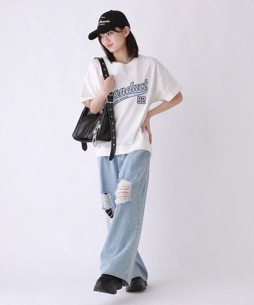 repipi armario（レピピ アルマリオ）の「サテンワッペンTシャツ（Tシャツ/カットソー・キッズ・ブルー/グレー/ブラック/イエロー/レッド/ピンク/ホワイト・MEDIUM/LARGE/SMALL）」の13枚目の写真