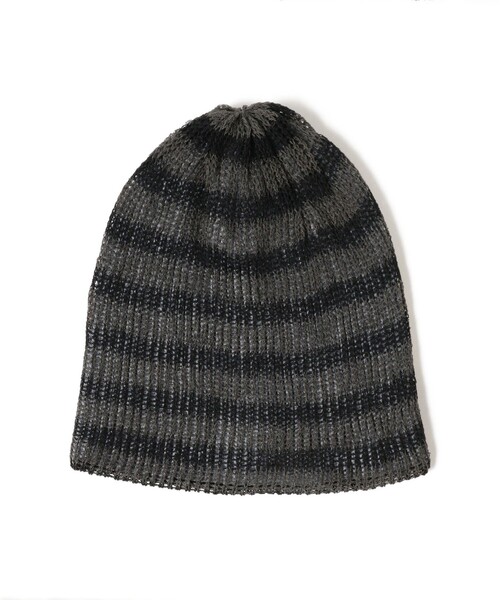 Ray BEAMS（レイビームス）の「RACAL / Lace Knitting Stripe Beanie（ニットキャップ/ビーニー・レディース・ベージュ/ブラック・ONE SIZE）」の2枚目の写真