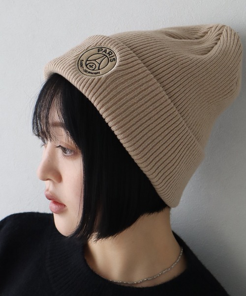 PARIS SAINT-GERMAIN（パリサンジェルマン）の「【Paris Saint-Germain/パリサンジェルマン】ロゴエンブレム ニットキャップ（ニットキャップ/ビーニー・メンズ・ブラック/ベージュ・FREE）」の3枚目の写真