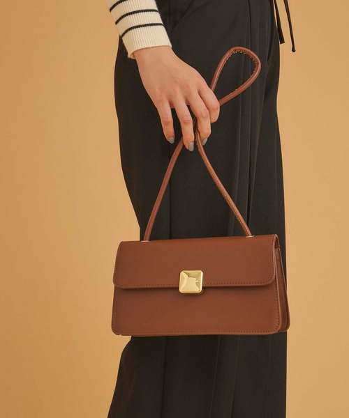 Edit Sheen（エディットシーン）の「メタルプレートワンハンドルバッグ（ショルダーバッグ・レディース・ブラック/アイボリー/ブラウン・FREE）」の4枚目の写真