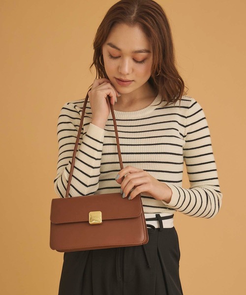 Edit Sheen（エディットシーン）の「メタルプレートワンハンドルバッグ（ショルダーバッグ・レディース・ブラック/アイボリー/ブラウン・FREE）」の5枚目の写真