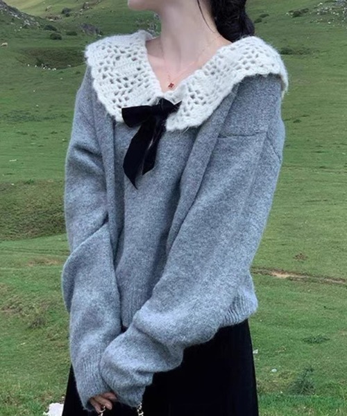 ドールカラーリボンニットセーター（ニット/セーター）｜Vipoa