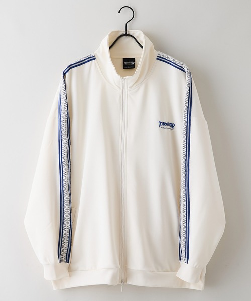 THRASHER（スラッシャー）の「【THRASHER/スラッシャー】ジャガードテープ サイドライン ジャージトラックジャケット（ジャージ・メンズ・ホワイト/ブラック・MEDIUM/LARGE/X-LARGE）」の3枚目の写真