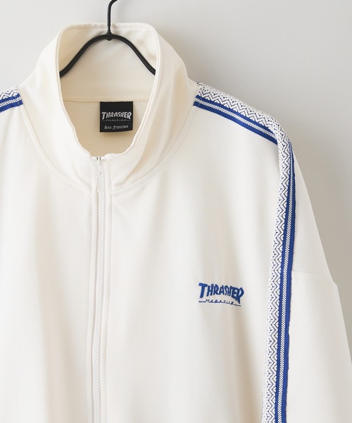 THRASHER（スラッシャー）の「【THRASHER/スラッシャー】ジャガードテープ サイドライン ジャージトラックジャケット（ジャージ・メンズ・ホワイト/ブラック・MEDIUM/LARGE/X-LARGE）」の4枚目の写真