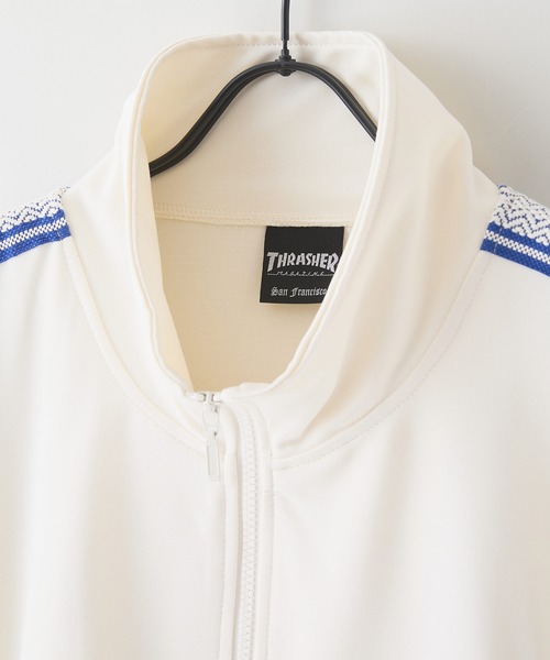 THRASHER（スラッシャー）の「【THRASHER/スラッシャー】ジャガードテープ サイドライン ジャージトラックジャケット（ジャージ・メンズ・ホワイト/ブラック・MEDIUM/LARGE/X-LARGE）」の5枚目の写真