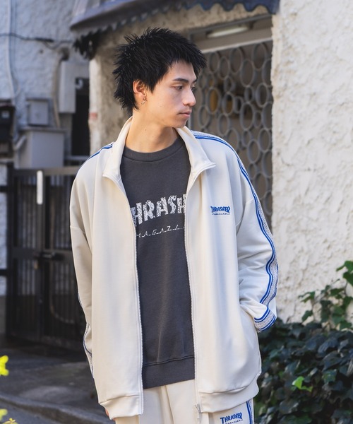 THRASHER（スラッシャー）の「【THRASHER/スラッシャー】ジャガードテープ サイドライン ジャージトラックジャケット（ジャージ・メンズ・ホワイト/ブラック・MEDIUM/LARGE/X-LARGE）」の18枚目の写真