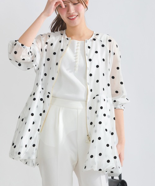 新品！PICCIN PERLA フロッキードット シアーブルゾン セール】フロッキードットシアーブルゾン（ブルゾン）｜PICCIN