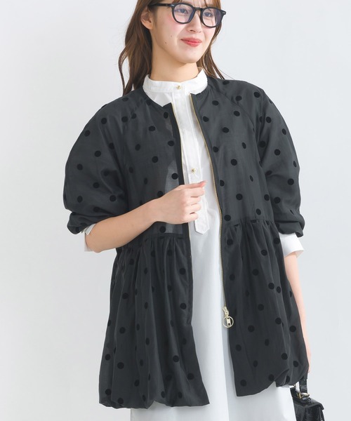 新品！PICCIN PERLA フロッキードット シアーブルゾン セール】フロッキードットシアーブルゾン（ブルゾン）｜PICCIN