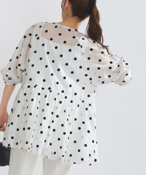 新品！PICCIN PERLA フロッキードット シアーブルゾン セール】フロッキードットシアーブルゾン（ブルゾン）｜PICCIN