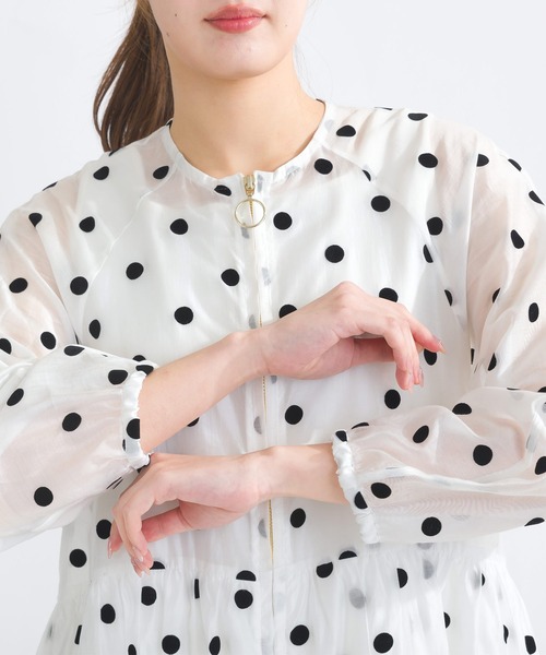 新品！PICCIN PERLA フロッキードット シアーブルゾン PICCIN PERLA ブルゾン アウター フロッキードットシアー