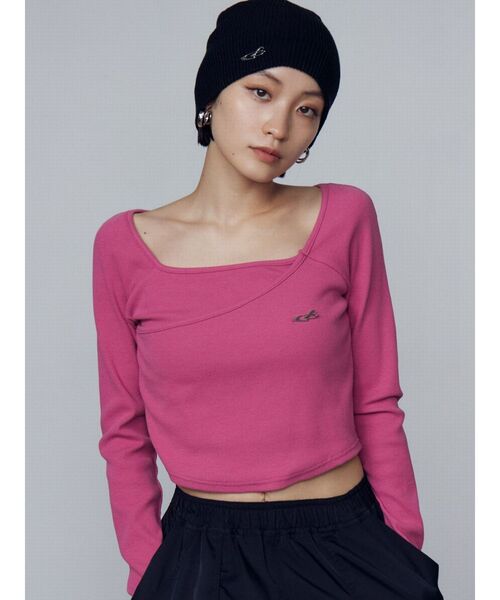 EMODA(エモダ)の「クロスクロップドトップ(Tシャツ/カットソー・レディース・ホワイト/ブラック/グレー/ピンク・FREE)」の21枚目の写真