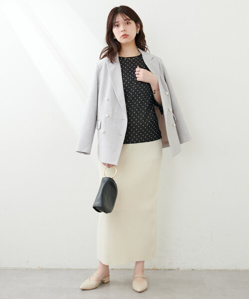 natural couture(ナチュラルクチュール)の「シアー×フロッキーバルーンフリル袖ブラウス(シャツ/ブラウス・レディース・アイボリー/オフホワイト/グレー/ブラック/ミント・FREE)」の20枚目の写真