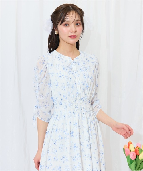 WILLSELECTION（ウィルセレクション）の「ピンタックウエストシャーリングフラワーワンピース（ワンピース・レディース・レッド系その他/パープル系その他/ブルー系その他・FREE）」の19枚目の写真