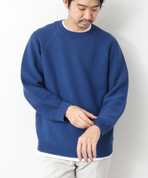 NOLLEY’S（ノーリーズ）の「7Gガーター ラグランスリーブ プルオーバーニット（インナー付き）25SS（ニット/セーター・メンズ・ライトグレー/ブラック/ブルー・M/L）」の4枚目の写真