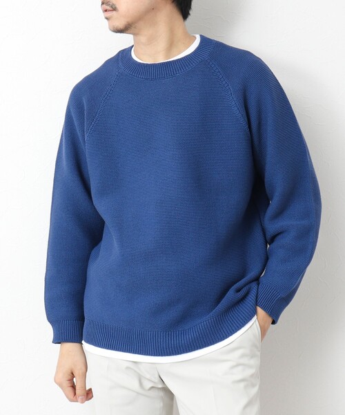 NOLLEY’S（ノーリーズ）の「7Gガーター ラグランスリーブ プルオーバーニット（インナー付き）25SS（ニット/セーター・メンズ・ライトグレー/ブラック/ブルー・M/L）」の5枚目の写真